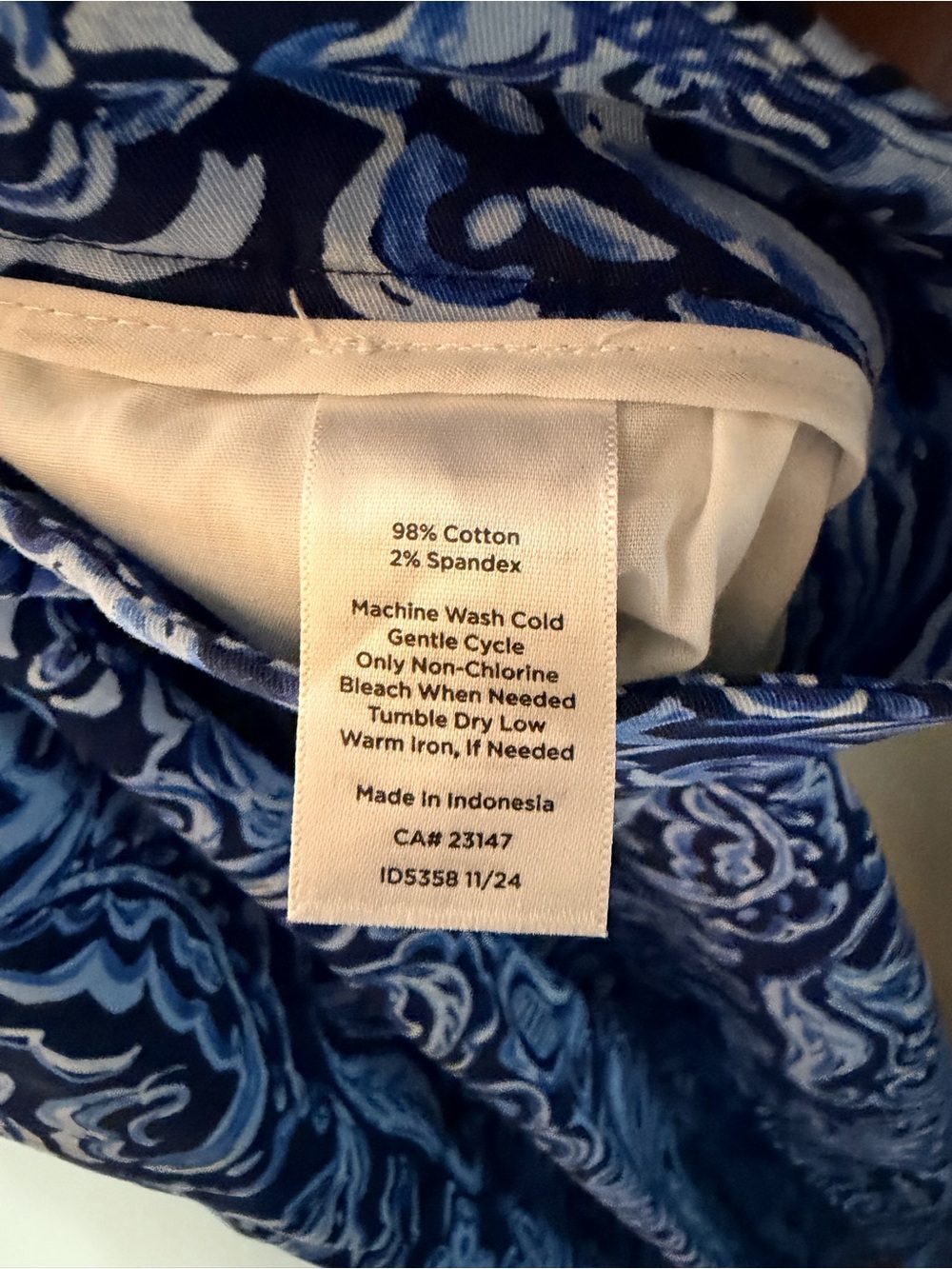 Talbots Navy & Light Blue Paisley Cropped Pants - Picture 4 of 5